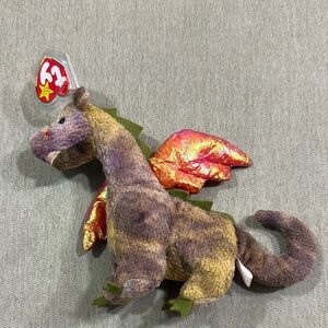 Ty Beanie Baby Scorch Red and Brown Dragon Plush